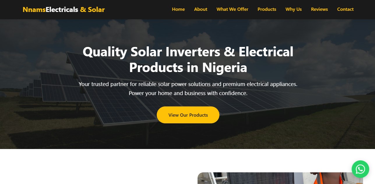 A Simple Website for a Solar Shop